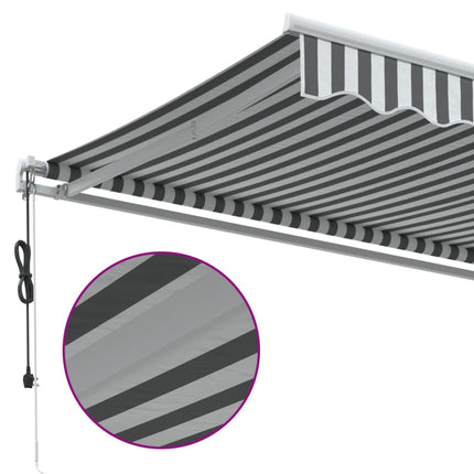markise 350x250 cm automatisk betjening antracitgrå og hvid
