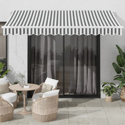 markise 350x250 cm automatisk betjening antracitgrå og hvid