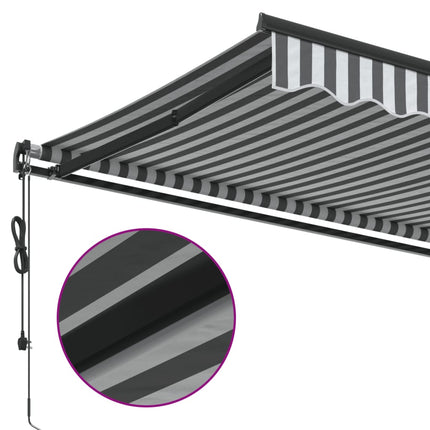 markise 350x250 cm automatisk betjening antracitgrå og hvid
