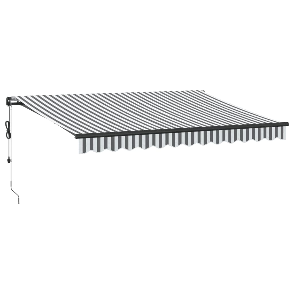 markise m. LED 350x250 cm automatisk betjening antracitgrå hvid