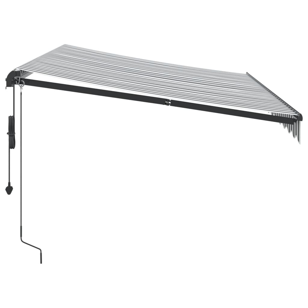 markise m. LED 350x250 cm automatisk betjening antracitgrå hvid
