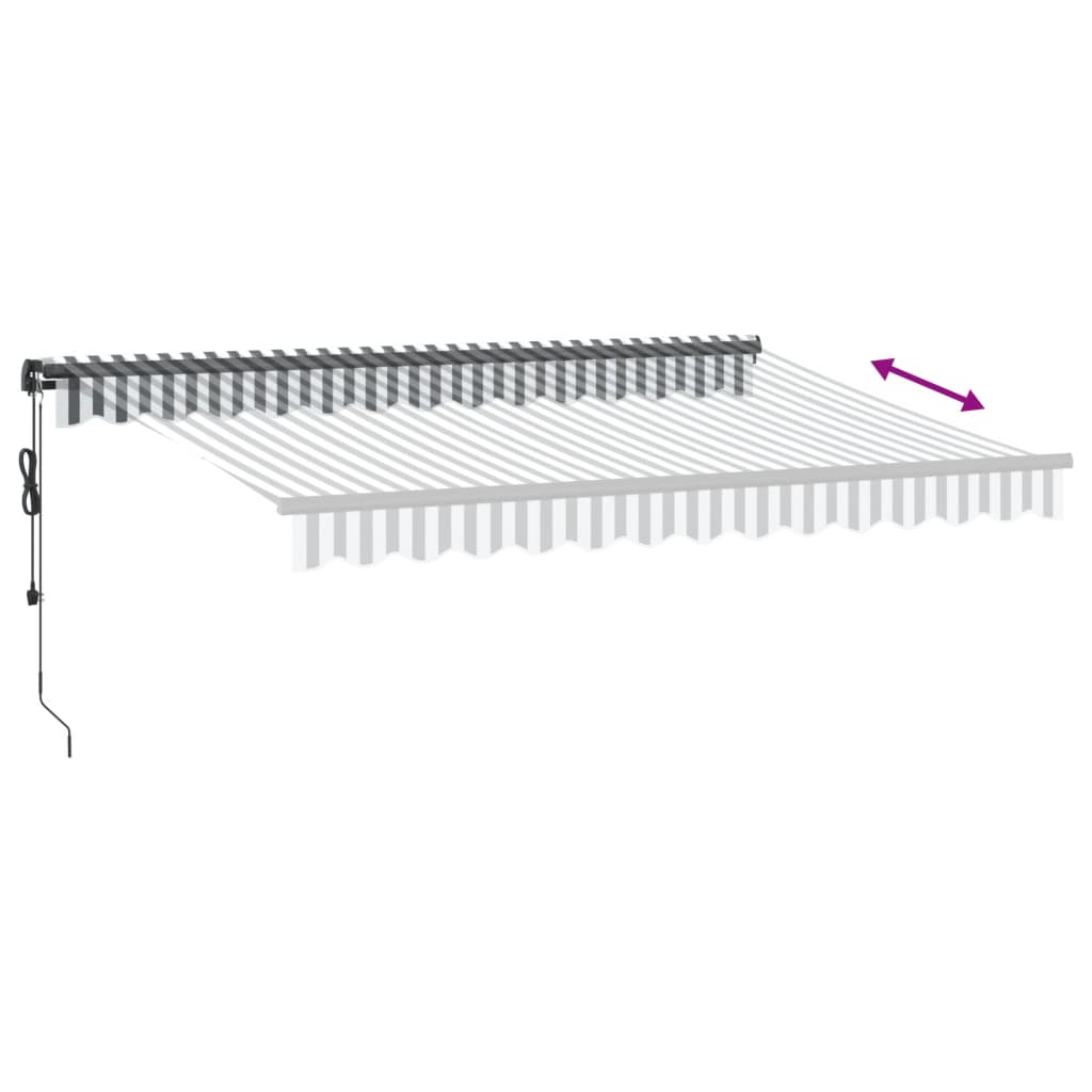 markise m. LED 350x250 cm automatisk betjening antracitgrå hvid