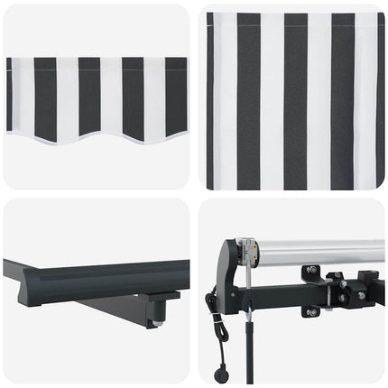 markise 400x300 cm automatisk betjening antracitgrå og hvid