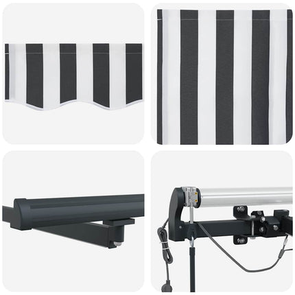 markise m. LED 400x300 cm automatisk betjening antracitgrå hvid