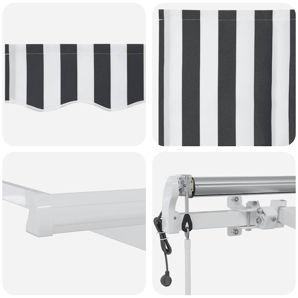 markise 450x300 cm automatisk betjening antracitgrå og hvid