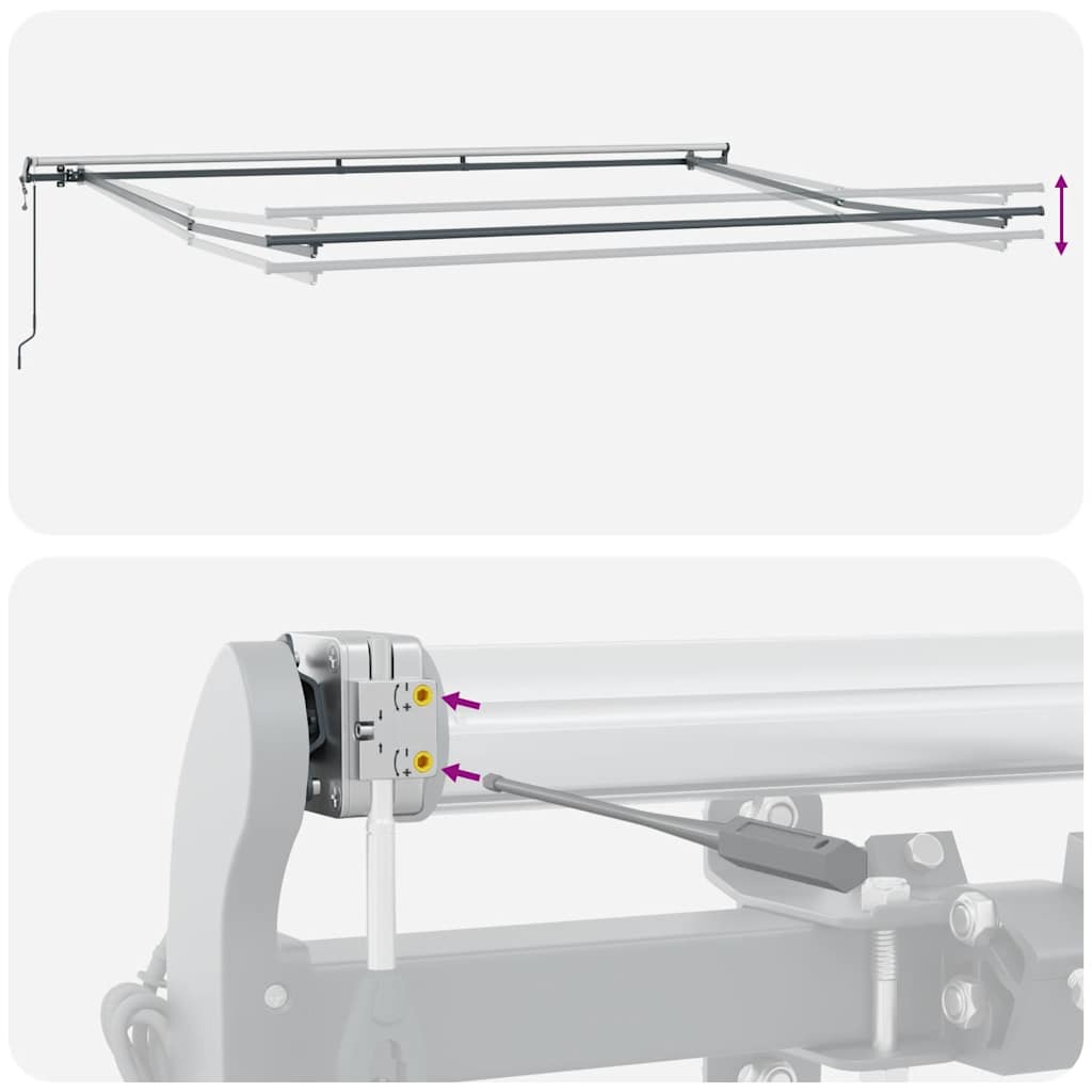 markise 450x300 cm automatisk betjening antracitgrå og hvid