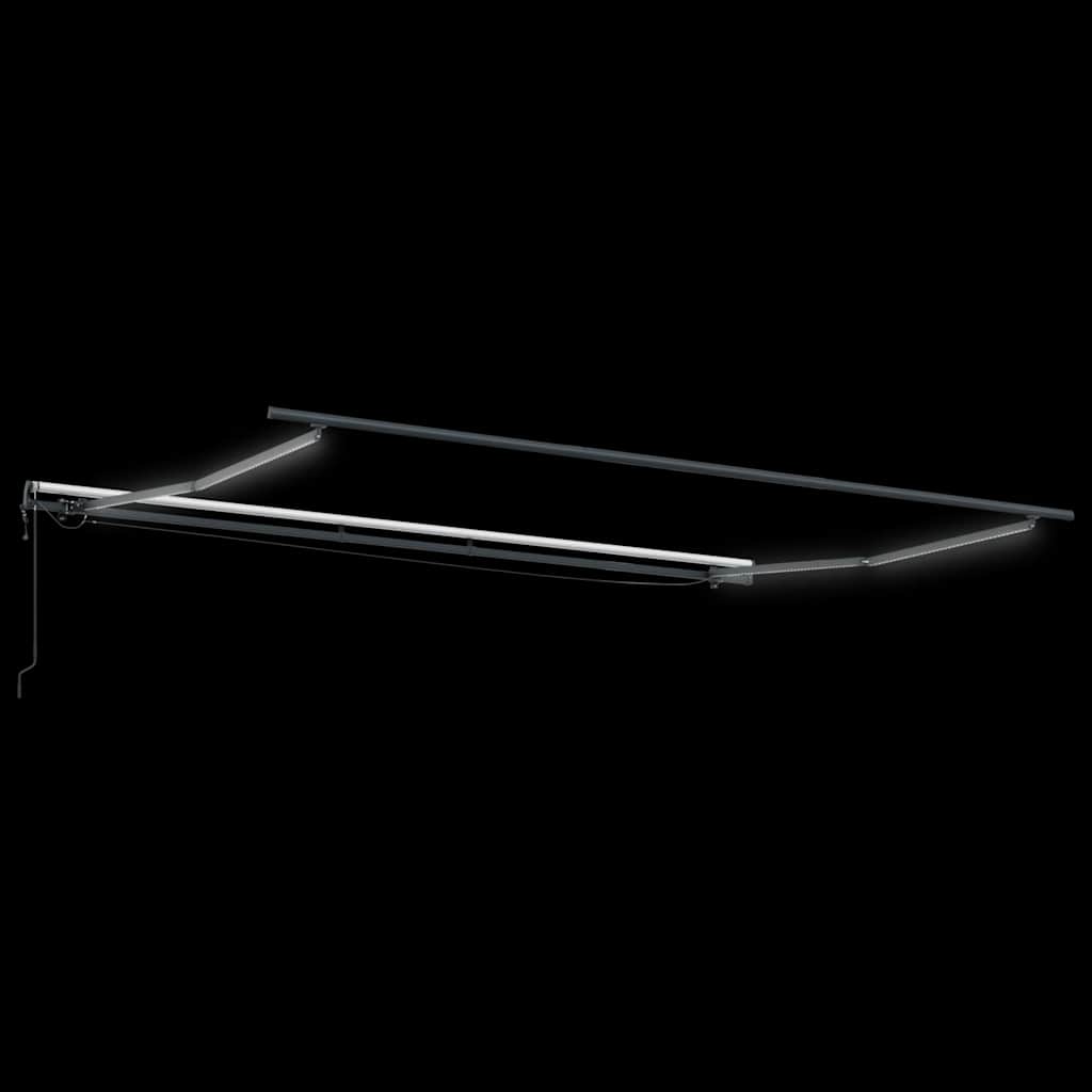 markise m. LED 450x300 cm automatisk betjening antracitgrå hvid