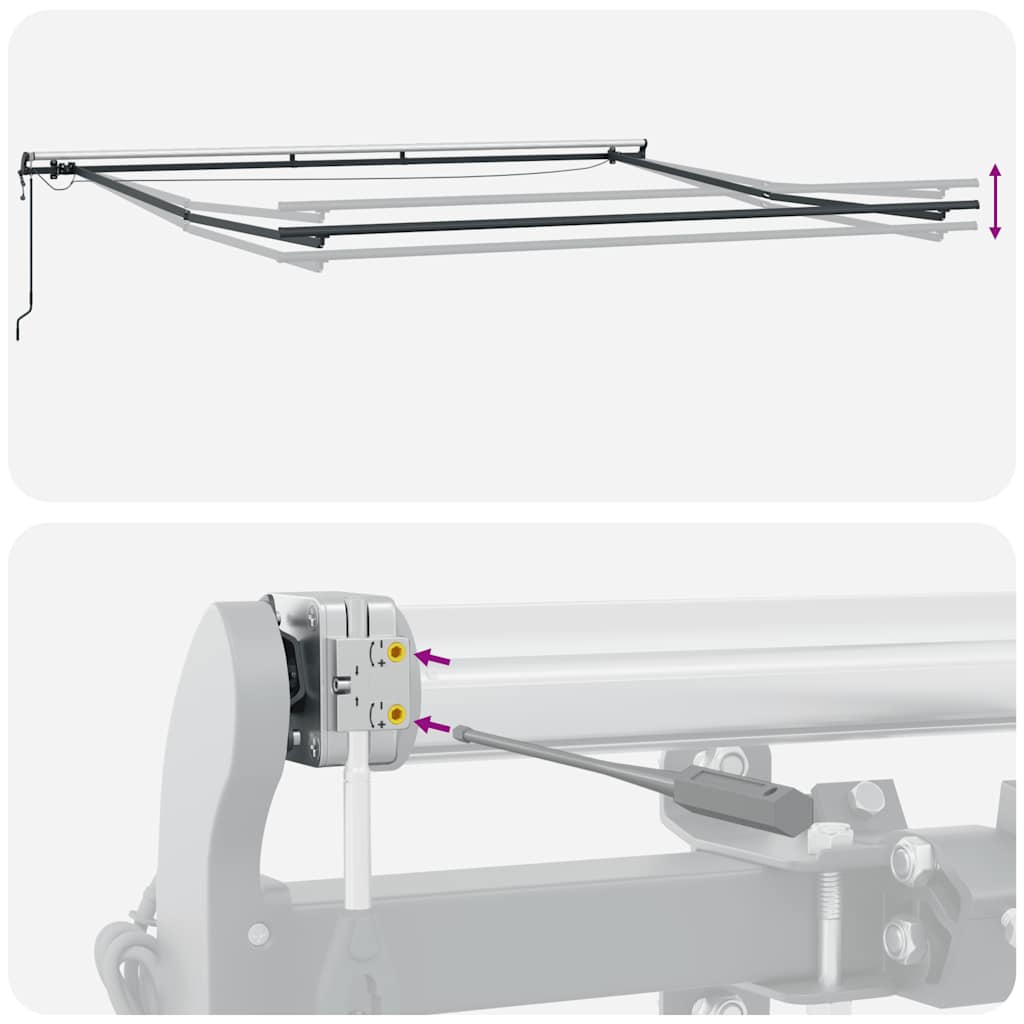 markise m. LED 450x300 cm automatisk betjening antracitgrå hvid