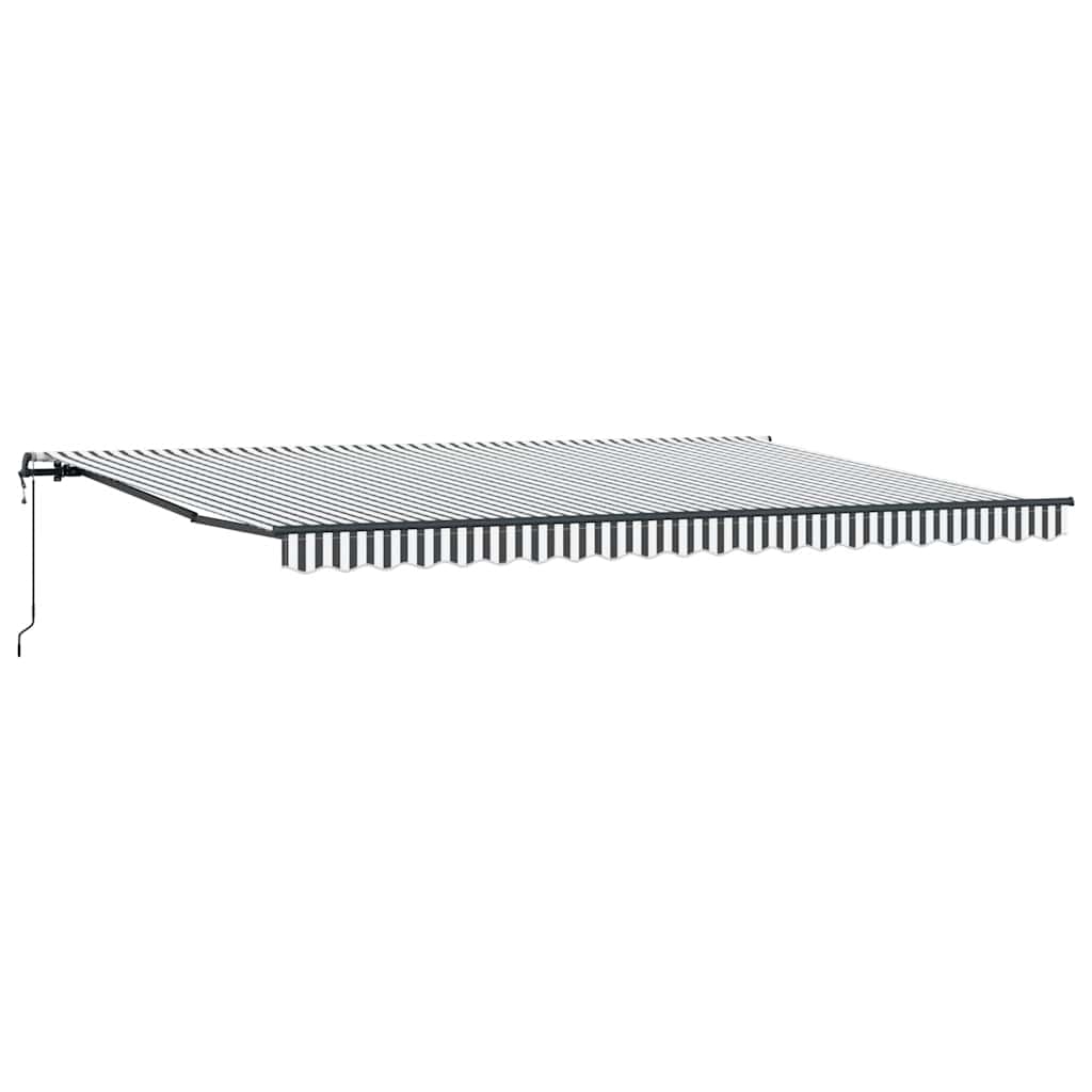 markise 500x300 cm automatisk betjening antracitgrå og hvid