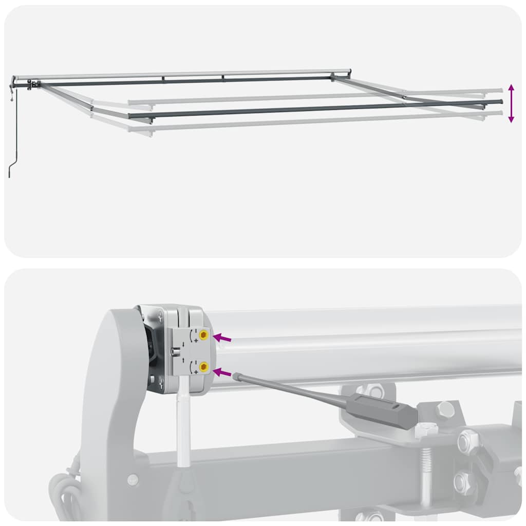 markise 500x300 cm automatisk betjening antracitgrå og hvid
