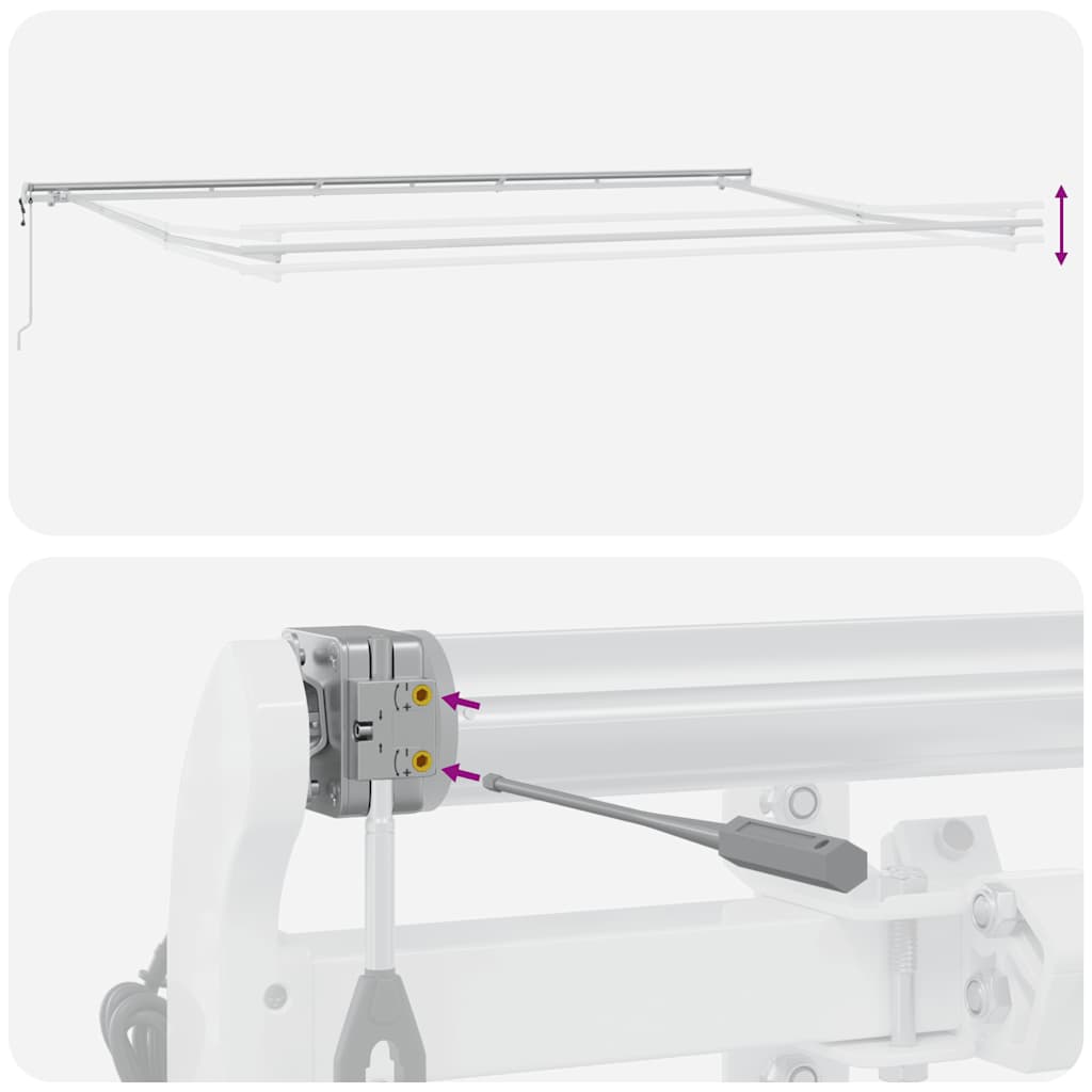 markise 600x300 cm automatisk betjening antracitgrå og hvid