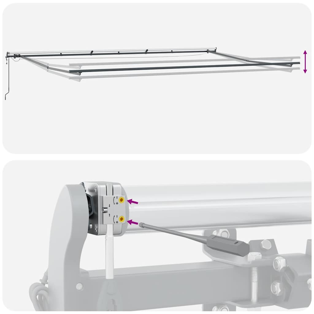 markise m. LED 600x300 cm automatisk betjening antracitgrå hvid