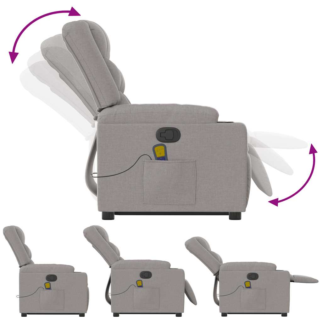 massagestol med løftefunktion stof skygrå