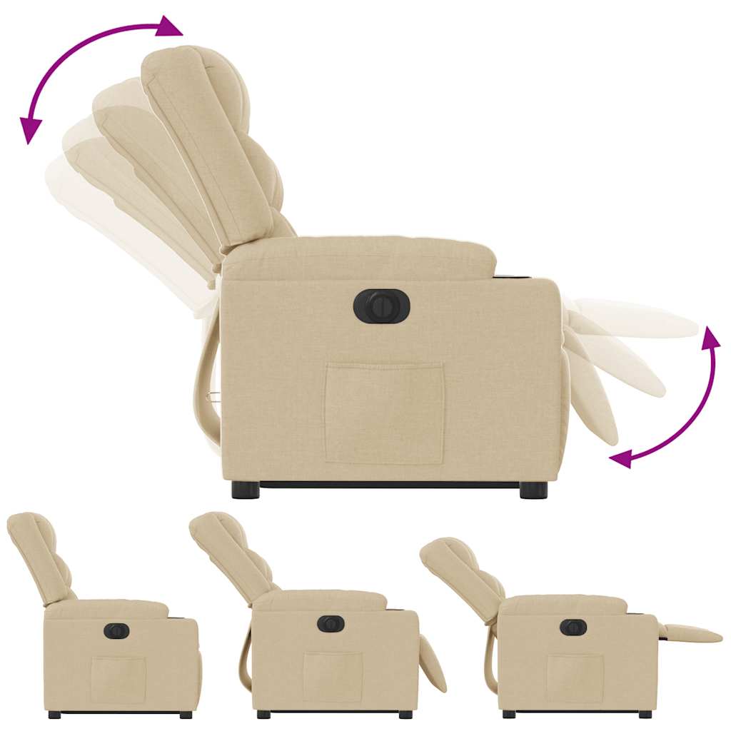 eldrevet lænestol med løftefunktion cremefarvet