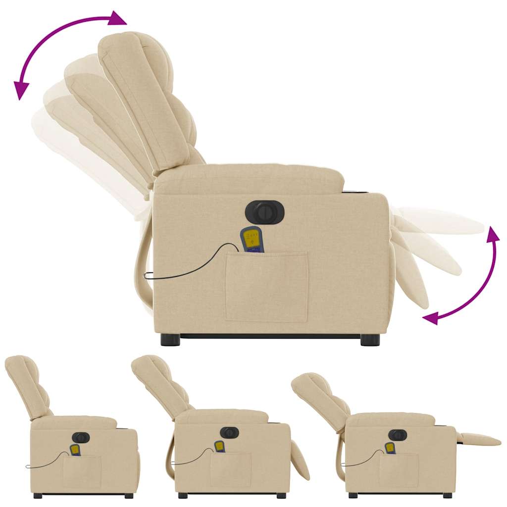 elektrisk massagestol med løftefunktion cremefarvet