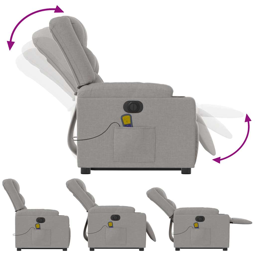 elektrisk massagestol med løftefunktion stof skygrå