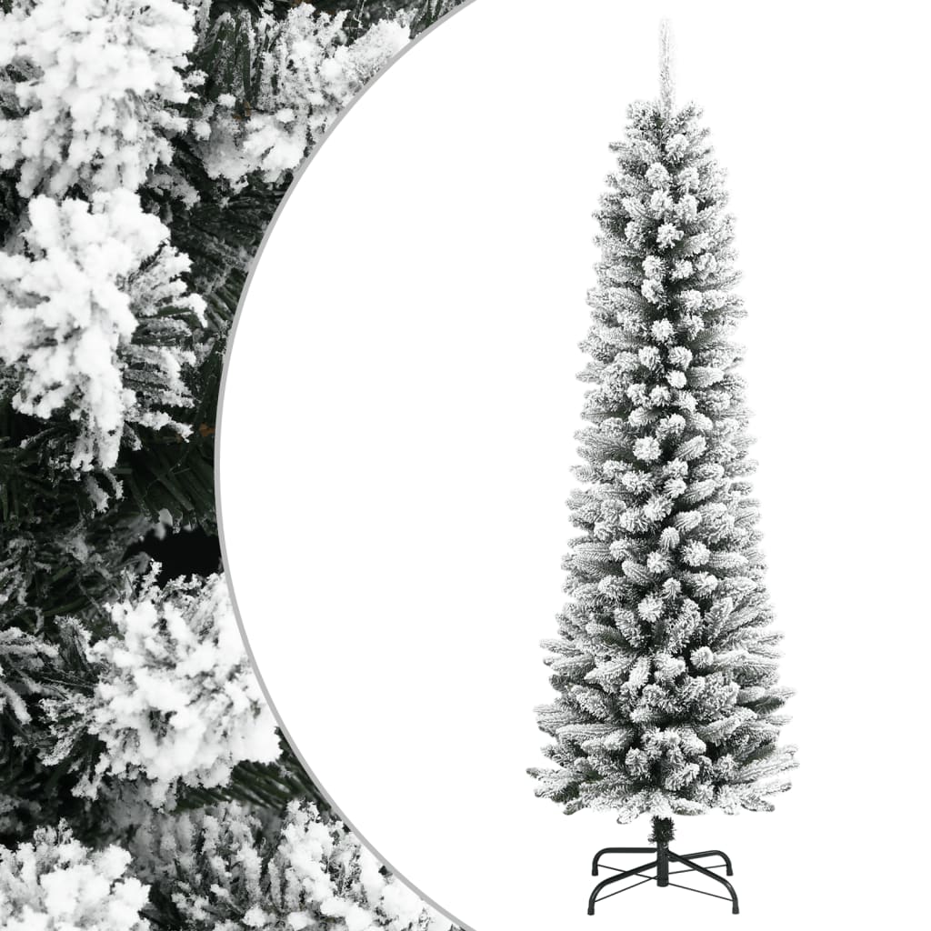 kunstigt smalt juletræ med sne 120 cm PVC og PE