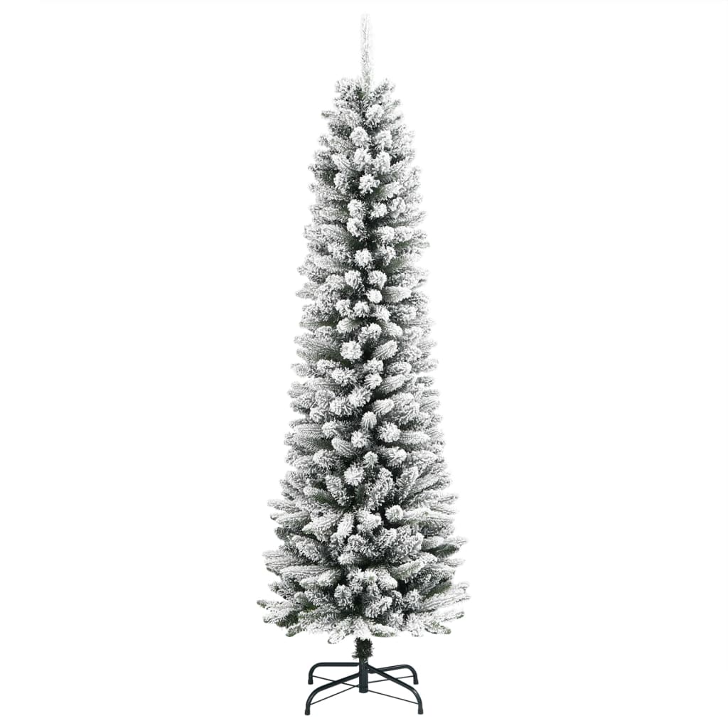 kunstigt smalt juletræ med sne 120 cm PVC og PE