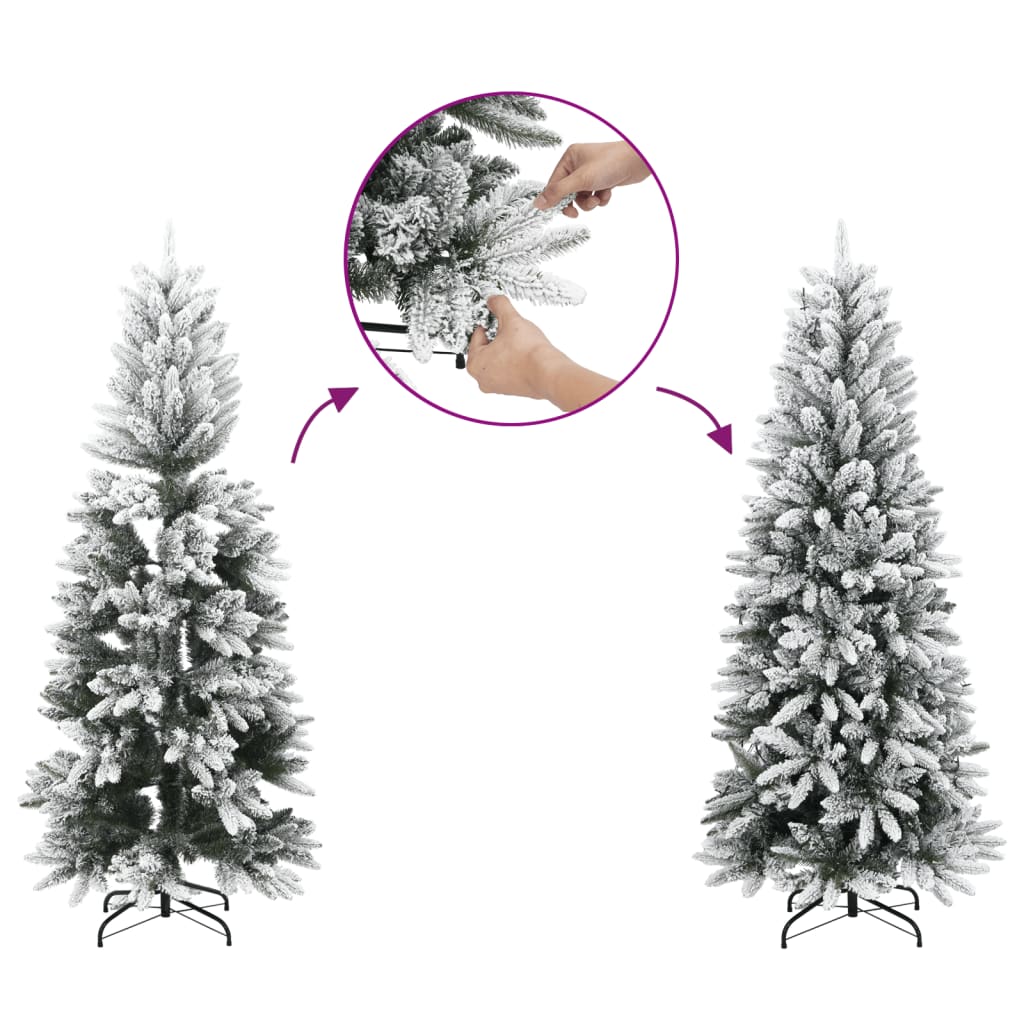 kunstigt smalt juletræ med sne 120 cm PVC og PE