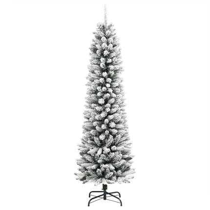 kunstigt smalt juletræ med sne 180 cm PVC og PE