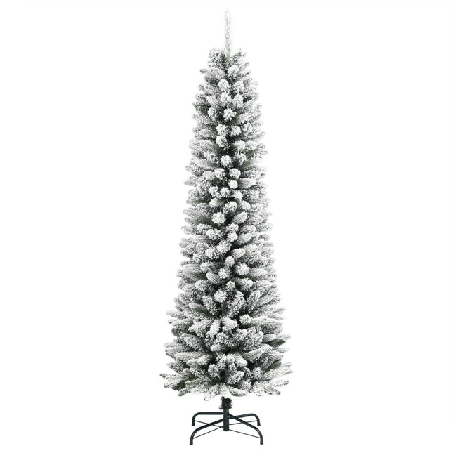 kunstigt smalt juletræ med sne 180 cm PVC og PE