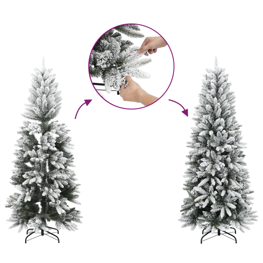 kunstigt smalt juletræ med sne 180 cm PVC og PE