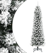 kunstigt smalt juletræ med sne 210 cm PVC og PE