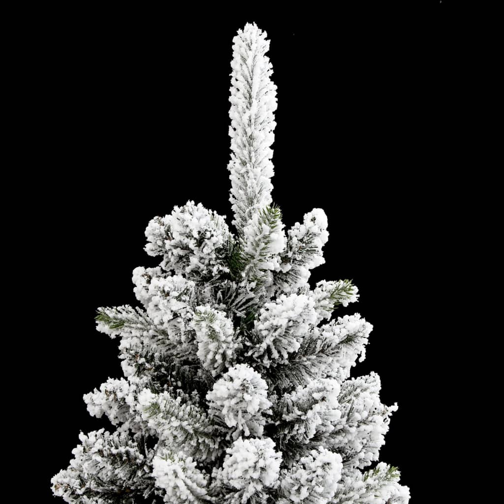 kunstigt smalt juletræ med sne 210 cm PVC og PE