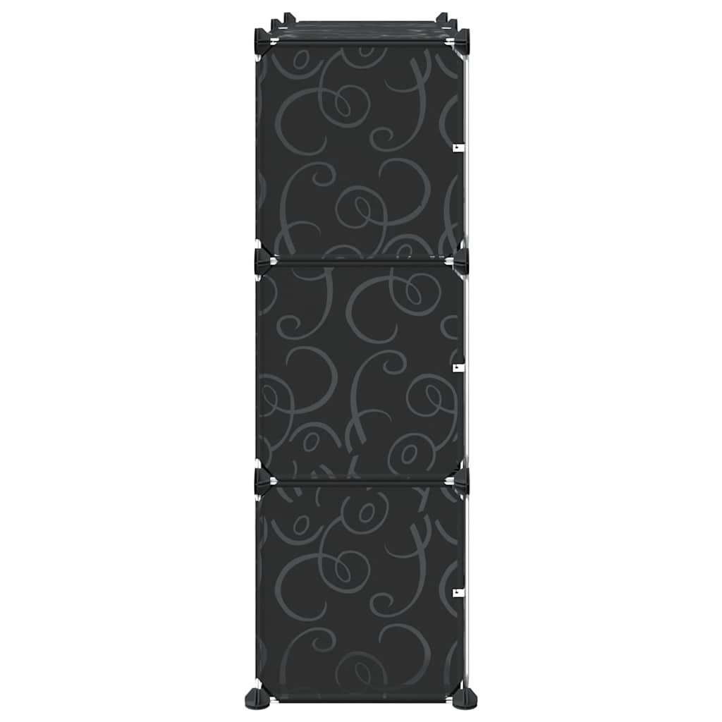 kubeformede opbevaringskasser 6 stk. med låger PP sort