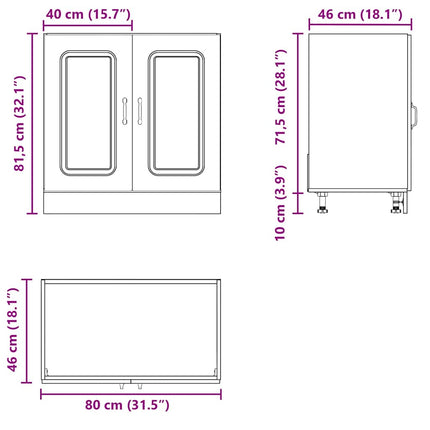 underskab til vask Kalmar 80x46x81,5 cm konstrueret træ hvid