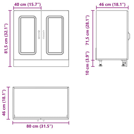 underskab til vask Kalmar 80x46x81,5 cm antikt træ