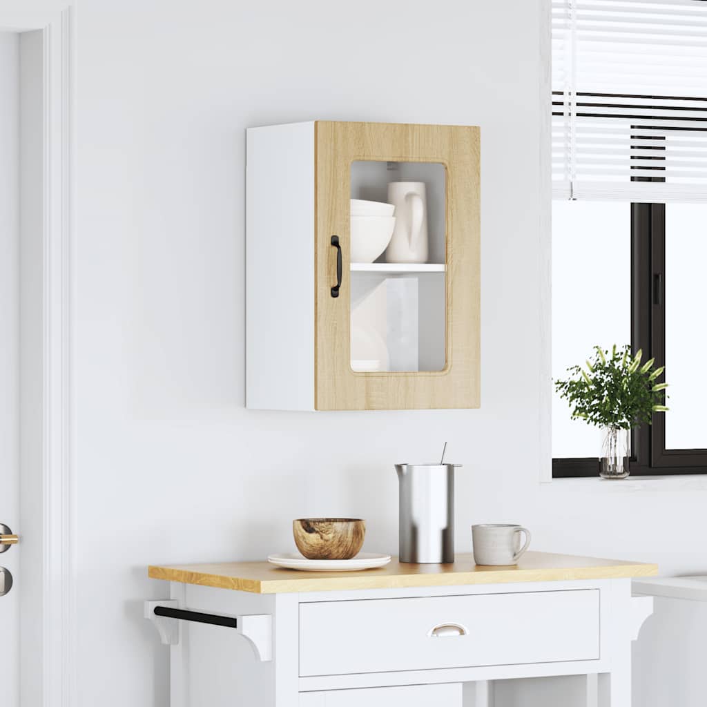 køkkenvægskab med vitrinelåge "Kalmar" Sonoma eg konstrueret træ