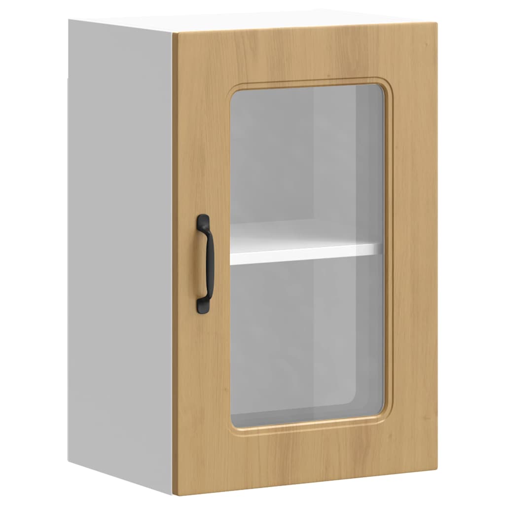 køkkenvægskab med vitrinelåge "Kalmar" kunstfærdigt egetræ konstrueret træ