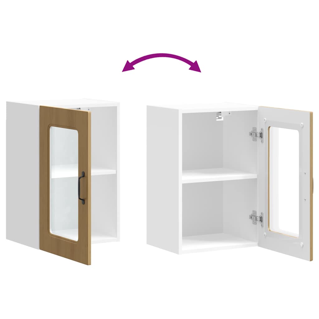 køkkenvægskab med vitrinelåge "Kalmar" kunstfærdigt egetræ konstrueret træ