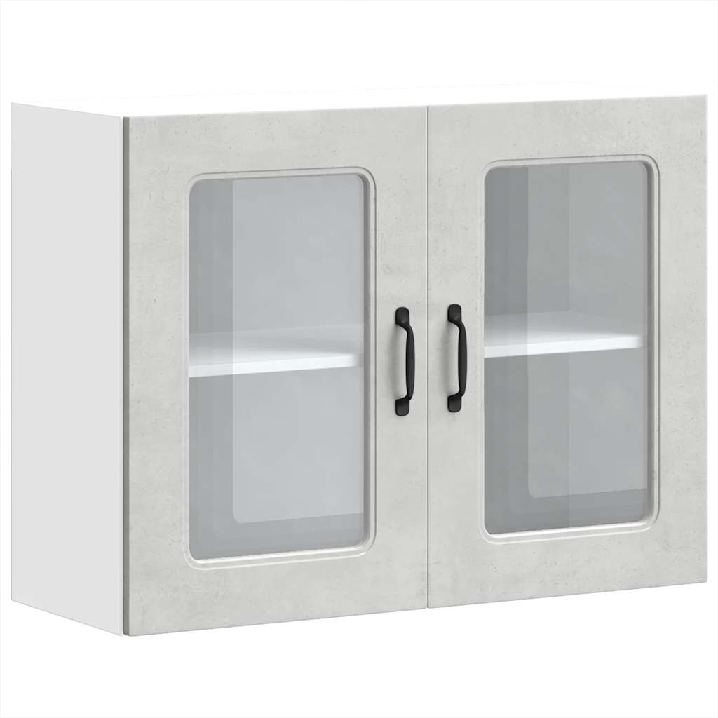 køkkenvægskab med glasdør Kalmar konstrueret træ betongrå