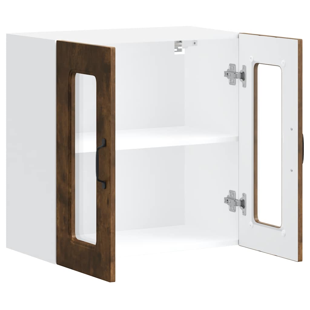 køkkenvægskab med vitrinelåge "Kalmar" røget eg konstrueret træ