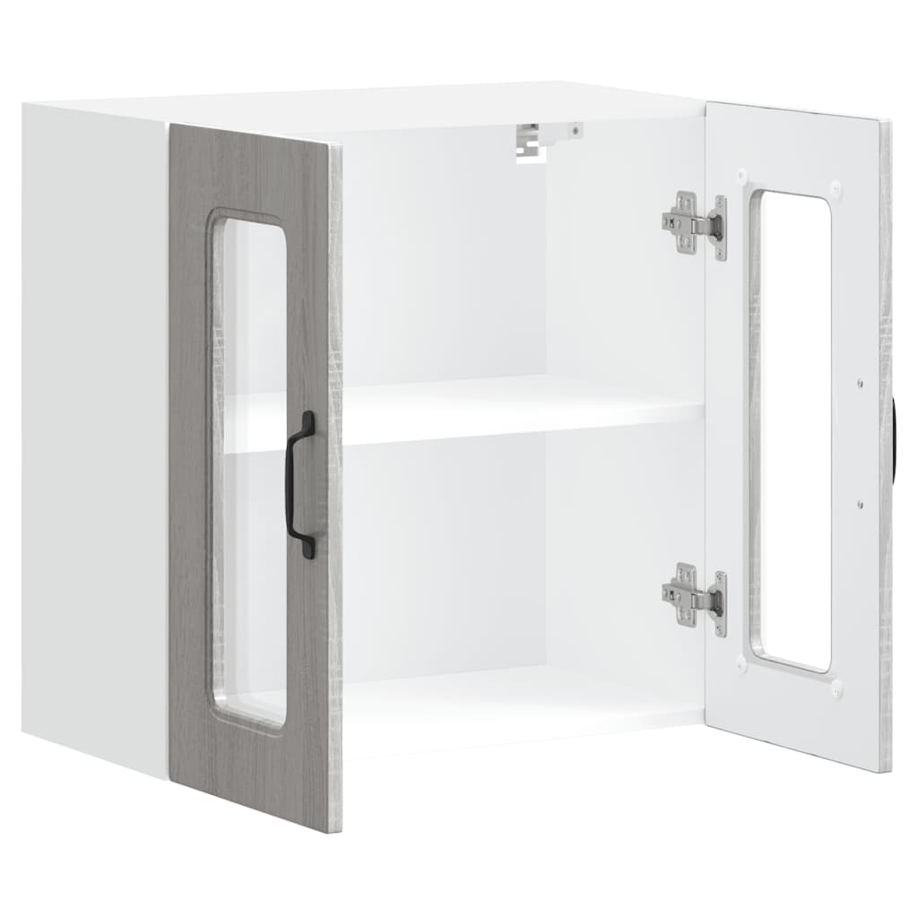 køkkenvægskab med vitrinelåge "Kalmar" grå Sonoma konstrueret træ