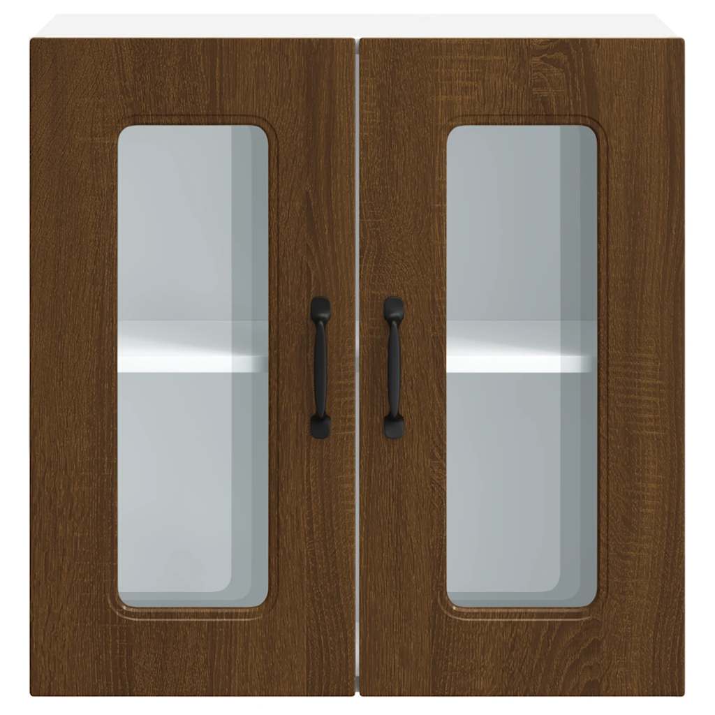 køkkenvægskab med glasdør Kalmar brun egetræsfarve