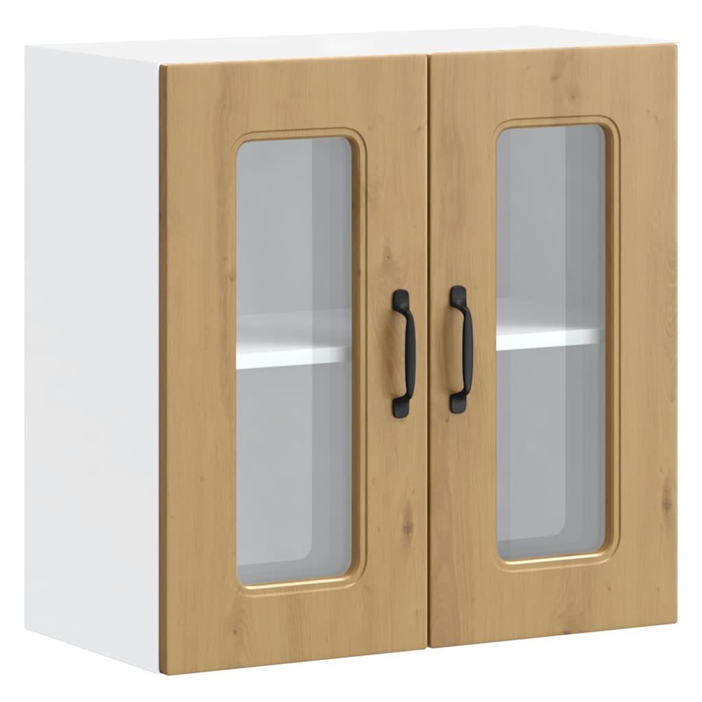 køkkenvægskab med vitrinelåge "Kalmar" kunstfærdigt egetræ konstrueret træ