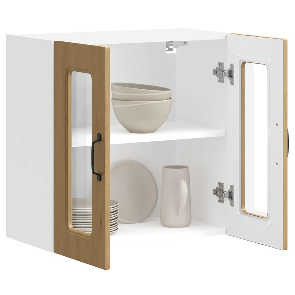 køkkenvægskab med vitrinelåge "Kalmar" kunstfærdigt egetræ konstrueret træ