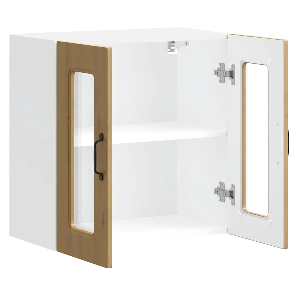 køkkenvægskab med vitrinelåge "Kalmar" kunstfærdigt egetræ konstrueret træ