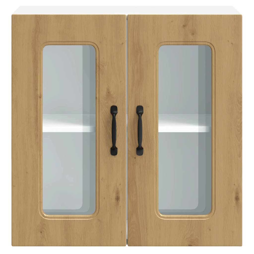 køkkenvægskab med vitrinelåge "Kalmar" kunstfærdigt egetræ konstrueret træ