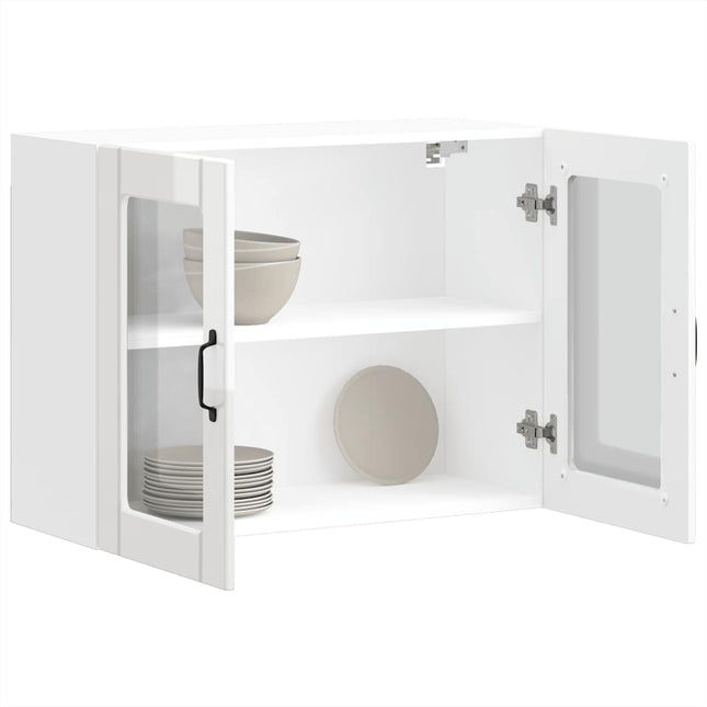 køkkenskab med vitrinelåge "Lucca" højglans hvid konstrueret træ