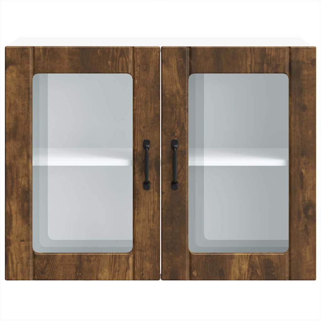 køkkenvægskab med vitrinelåge "Lucca" røget eg konstrueret træ