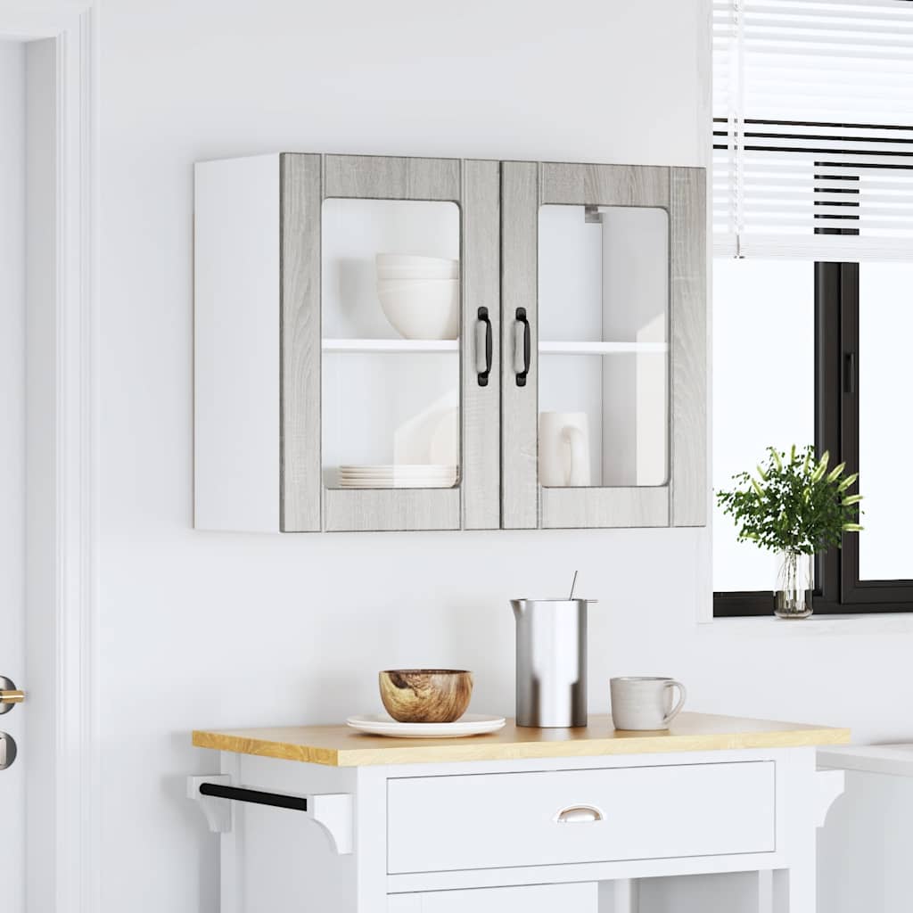 køkkenvægskab med vitrinelåge "Lucca" grå Sonoma konstrueret træ