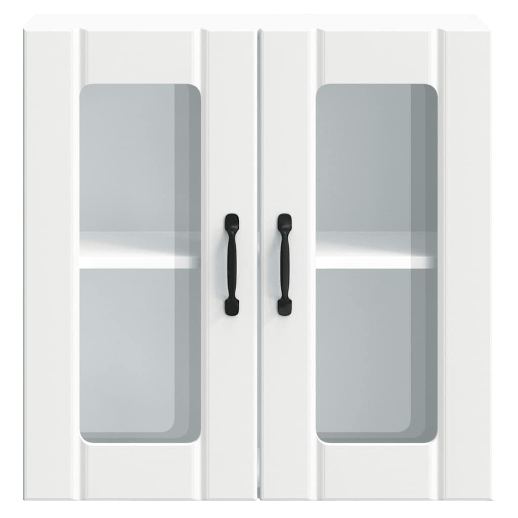 køkkenvægskab med glasdør Lucca konstrueret træ hvid