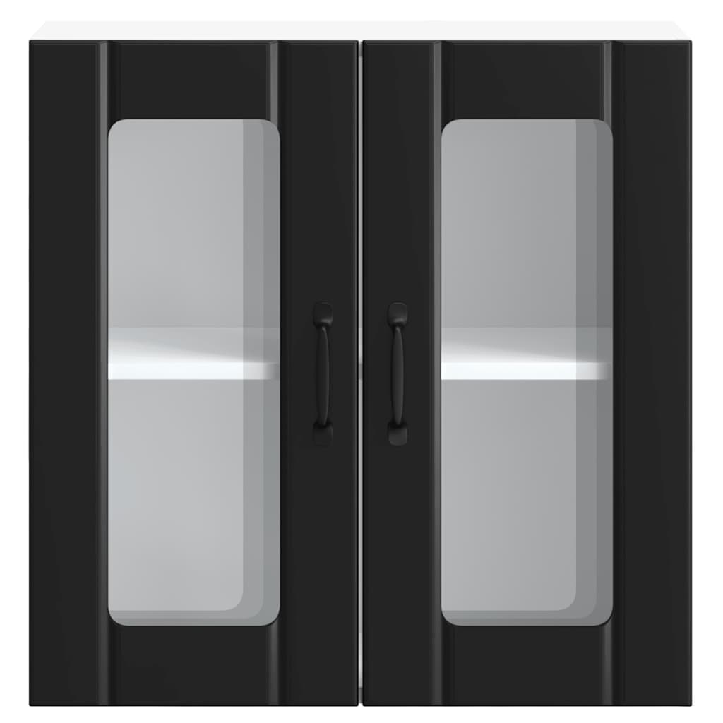 køkkenvægskab med glasdør Lucca konstrueret træ sort