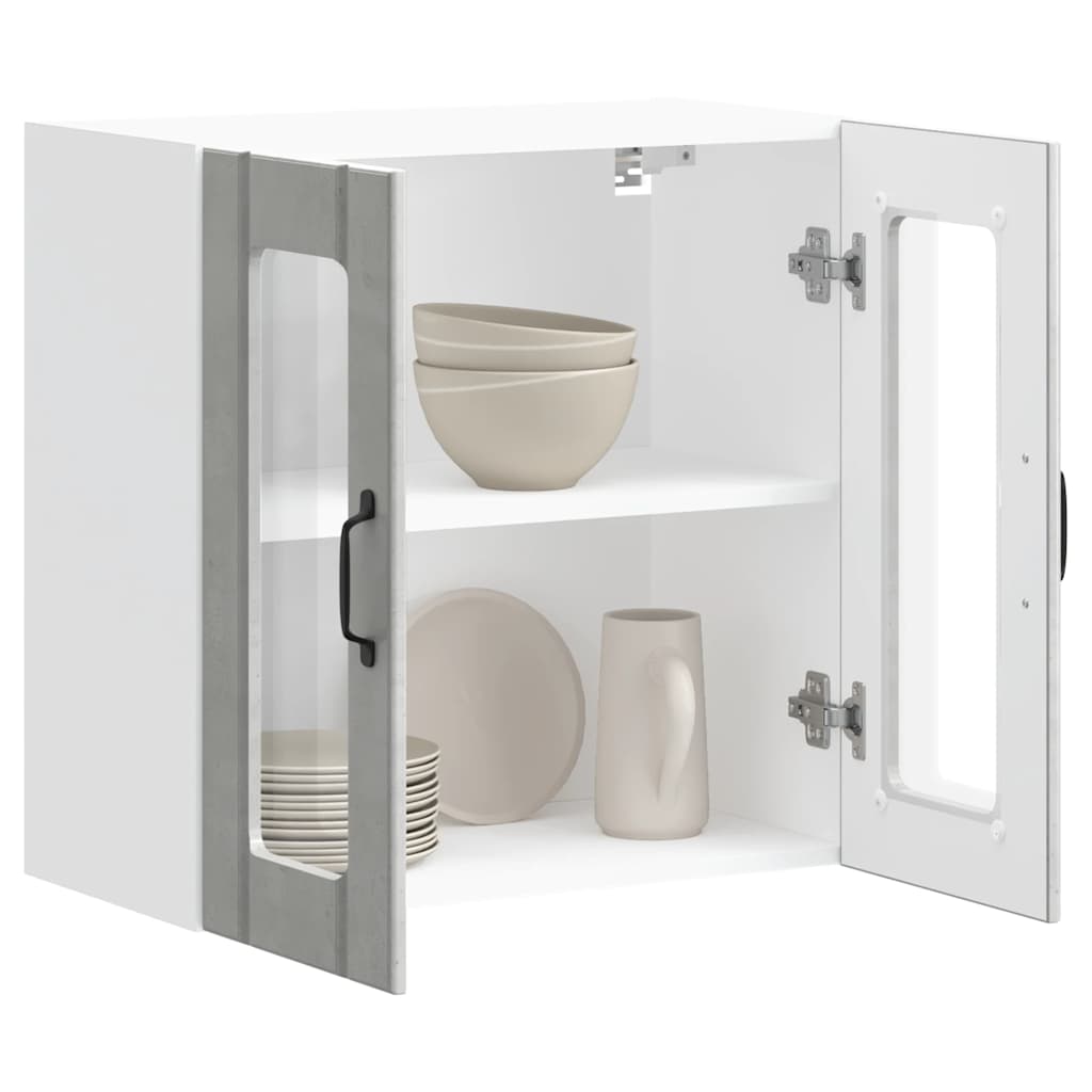 køkkenvægskab med glasdør Lucca konstrueret træ betongrå