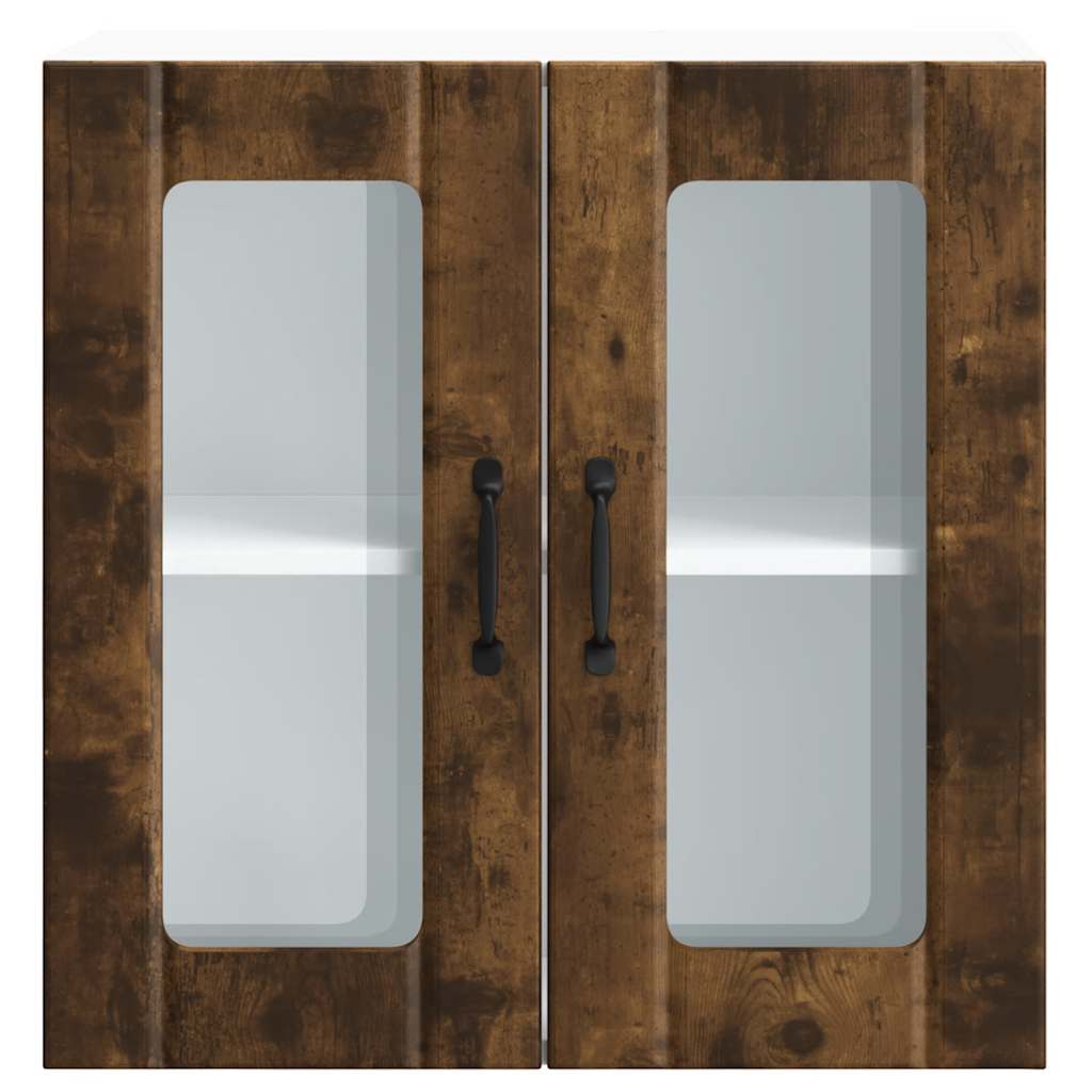 køkkenvægskab med vitrinelåge "Lucca" røget eg konstrueret træ