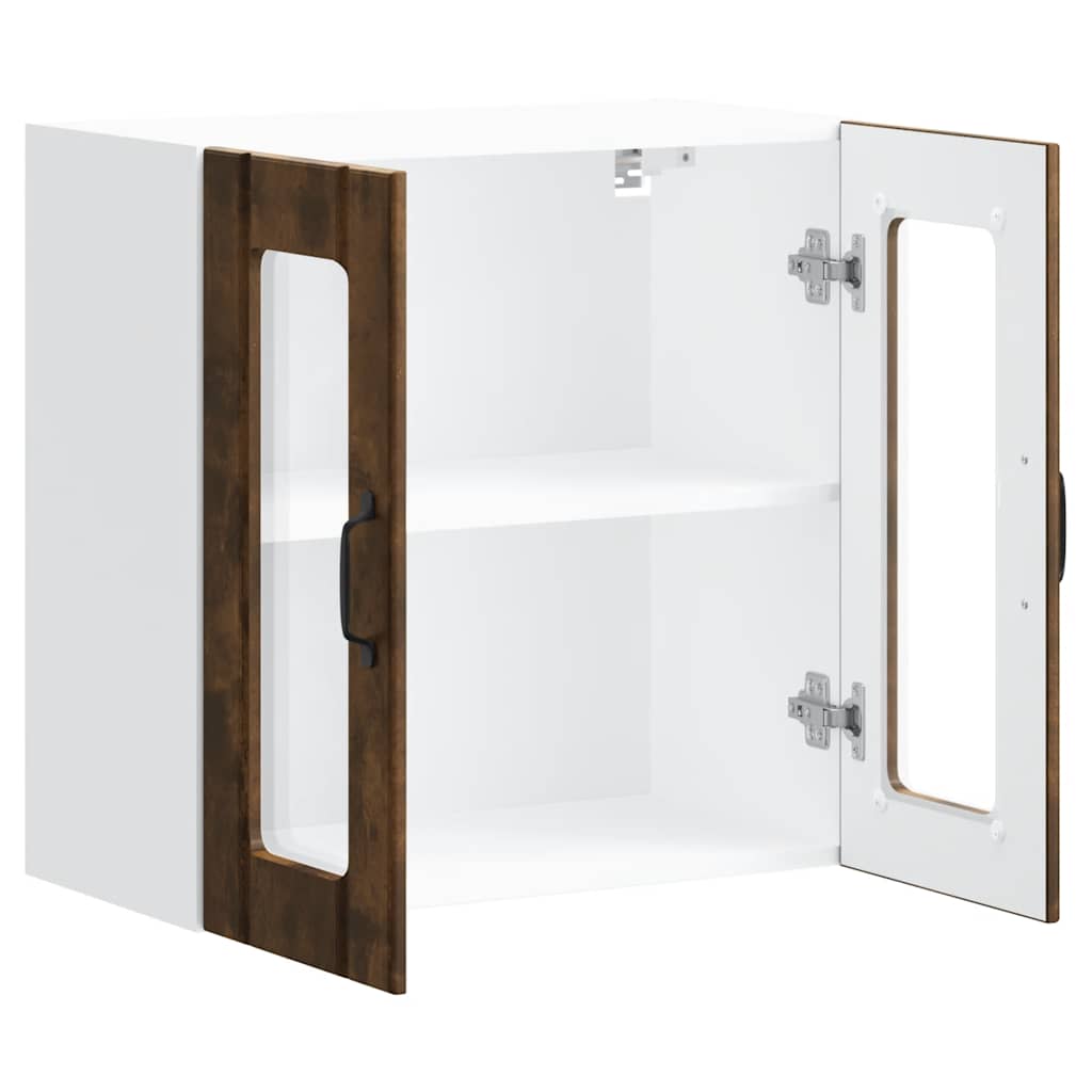 køkkenvægskab med vitrinelåge "Lucca" røget eg konstrueret træ